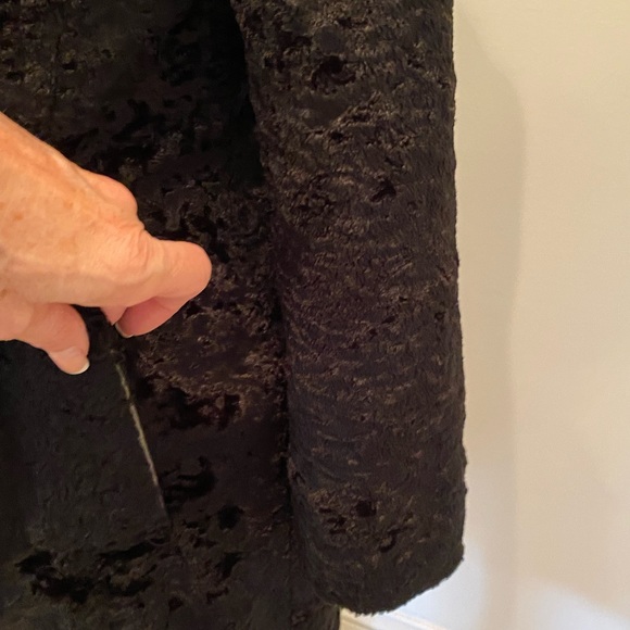 Gallery Womens Coat M Black Faux Persian Lamb Large Notch Collar - Picture 15 of 15